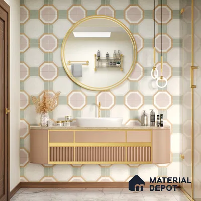 Moroccan Floor & Wall Tile TL 05095 Morissa Sage Green 1 ft x 1 ft Ceramic Matte Finish - 9 mm | Suitable for Bathroom, Kitchen,  Balcony | Please Expect a Slight Variation of Pattern