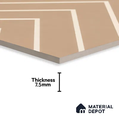 Moroccan Floor & Wall Tile TL 05049 Morissa Sahara Chevron 1 ft x 1 ft Ceramic Matte Finish - 7.5 mm | Suitable for Bathroom, Kitchen,  Balcony | Please Expect a Slight Variation of Pattern (Sample)