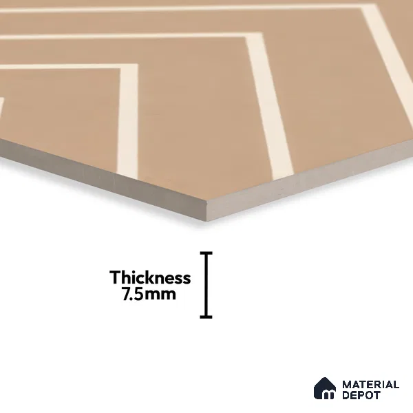 Moroccan Floor & Wall Tile TL 05049 Morissa Sahara Chevron 1 ft x 1 ft Ceramic Matte Finish - 7.5 mm | Suitable for Bathroom, Kitchen,  Balcony | Please Expect a Slight Variation of Pattern (Sample)