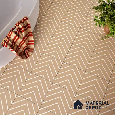 Moroccan Floor & Wall Tile TL 05049 Morissa Sahara Chevron 1 ft x 1 ft Ceramic Matte Finish - 7.5 mm | Suitable for Bathroom, Kitchen,  Balcony | Please Expect a Slight Variation of Pattern (Sample)