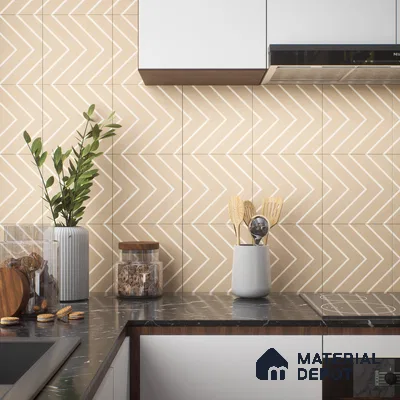 Moroccan Floor & Wall Tile TL 05049 Morissa Sahara Chevron 1 ft x 1 ft Ceramic Matte Finish - 7.5 mm | Suitable for Bathroom, Kitchen,  Balcony | Please Expect a Slight Variation of Pattern (Sample)