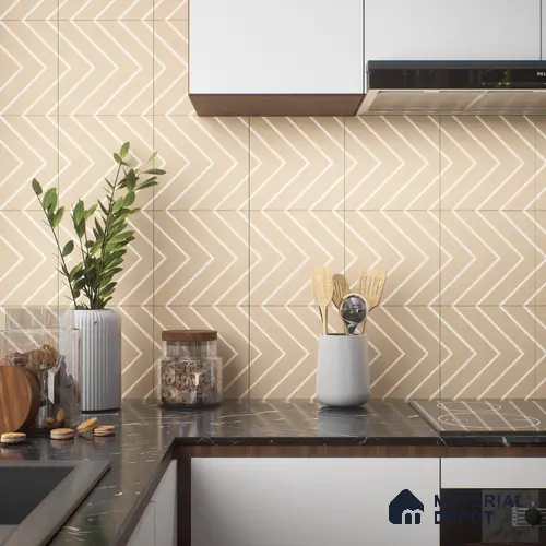 Moroccan Floor & Wall Tile TL 05049 Morissa Sahara Chevron 1 ft x 1 ft Ceramic Matte Finish - 7.5 mm | Suitable for Bathroom, Kitchen, Balcony | Please Expect a Slight Variation of Pattern