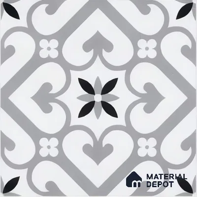 Moroccan Floor & Wall Tile TL 05045 Morissa Sahara Slate 1 ft x 1 ft Ceramic Matte Finish - 7.5 mm | Suitable for Bathroom, Kitchen,  Balcony | Please Expect a Slight Variation of Pattern (Sample)