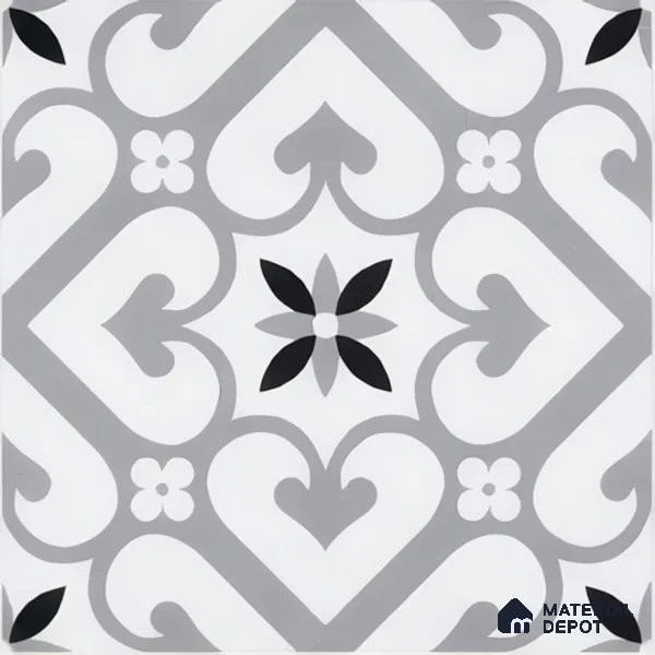 Moroccan Floor & Wall Tile TL 05045 Morissa Sahara Slate 1 ft x 1 ft Ceramic Matte Finish - 7.5 mm | Suitable for Bathroom, Kitchen,  Balcony | Please Expect a Slight Variation of Pattern (Sample)