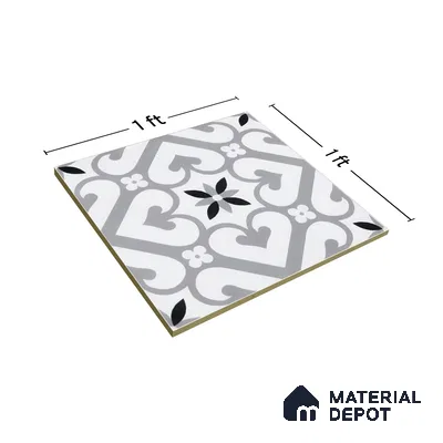 Moroccan Floor & Wall Tile TL 05045 Morissa Sahara Slate 1 ft x 1 ft Ceramic Matte Finish - 7.5 mm | Suitable for Bathroom, Kitchen,  Balcony | Please Expect a Slight Variation of Pattern (Sample)