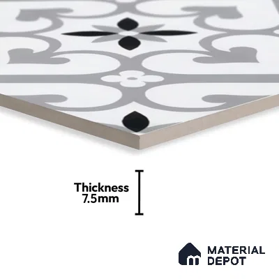 Moroccan Floor & Wall Tile TL 05045 Morissa Sahara Slate 1 ft x 1 ft Ceramic Matte Finish - 7.5 mm | Suitable for Bathroom, Kitchen,  Balcony | Please Expect a Slight Variation of Pattern (Sample)