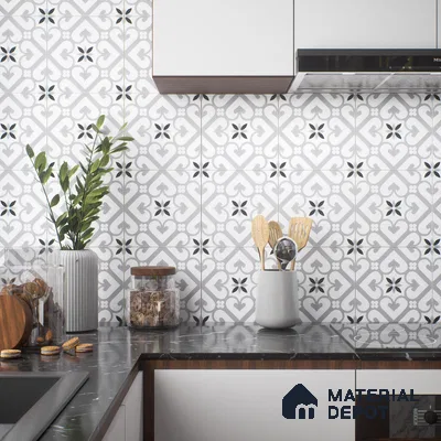 Moroccan Floor & Wall Tile TL 05045 Morissa Sahara Slate 1 ft x 1 ft Ceramic Matte Finish - 7.5 mm | Suitable for Bathroom, Kitchen,  Balcony | Please Expect a Slight Variation of Pattern (Sample)