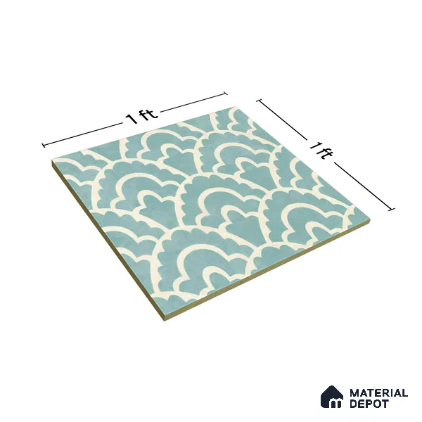 Moroccan Wall & Floor Tile TL 05086 Bauhaus Sapphire Mist 1 ft x 1 ft Ceramic Matte Finish - 9 mm | Suitable for Bathroom, Kitchen, Basin Area | Please Expect a Slight Variation of Pattern