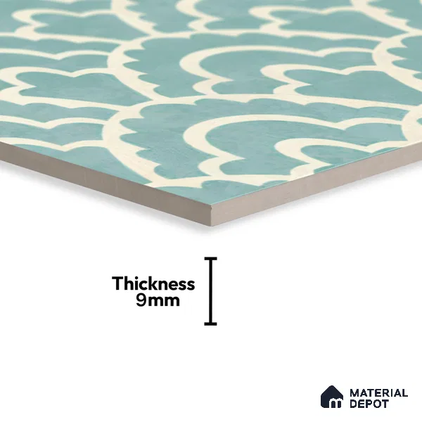 Moroccan Wall & Floor Tile TL 05086 Bauhaus Sapphire Mist 1 ft x 1 ft Ceramic Matte Finish - 9 mm | Suitable for Bathroom, Kitchen, Basin Area | Please Expect a Slight Variation of Pattern