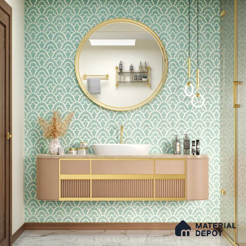 Moroccan Wall & Floor Tile TL 05086 Bauhaus Sapphire Mist 1 ft x 1 ft Ceramic Matte Finish - 9 mm | Suitable for Bathroom, Kitchen, Basin Area | Please Expect a Slight Variation of Pattern
