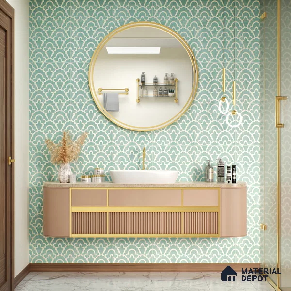 Moroccan Wall & Floor Tile TL 05086 Bauhaus Sapphire Mist 1 ft x 1 ft Ceramic Matte Finish - 9 mm | Suitable for Bathroom, Kitchen, Basin Area | Please Expect a Slight Variation of Pattern