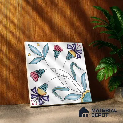 Floral Wall Tile TL 05071 Morissa Vivid Blue 1 ft x 1 ft Ceramic Matte Finish - 8 mm | Suitable for Bathroom, Kitchen & Balcony | Please Expect a Slight Variation of Pattern (Sample)