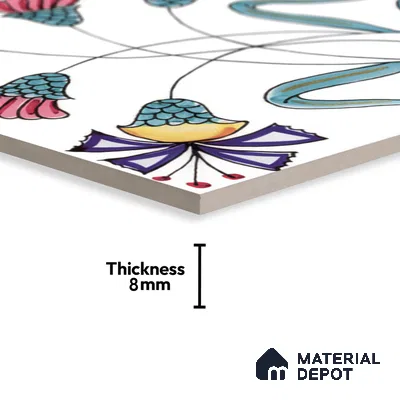 Floral Wall Tile TL 05071 Morissa Vivid Blue 1 ft x 1 ft Ceramic Matte Finish - 8 mm | Suitable for Bathroom, Kitchen & Balcony | Please Expect a Slight Variation of Pattern (Sample)