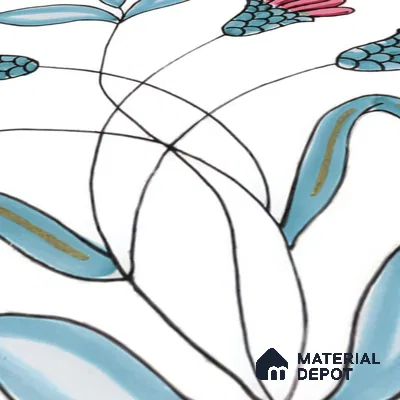 Floral Wall Tile TL 05071 Morissa Vivid Blue 1 ft x 1 ft Ceramic Matte Finish - 8 mm | Suitable for Bathroom, Kitchen & Balcony | Please Expect a Slight Variation of Pattern (Sample)