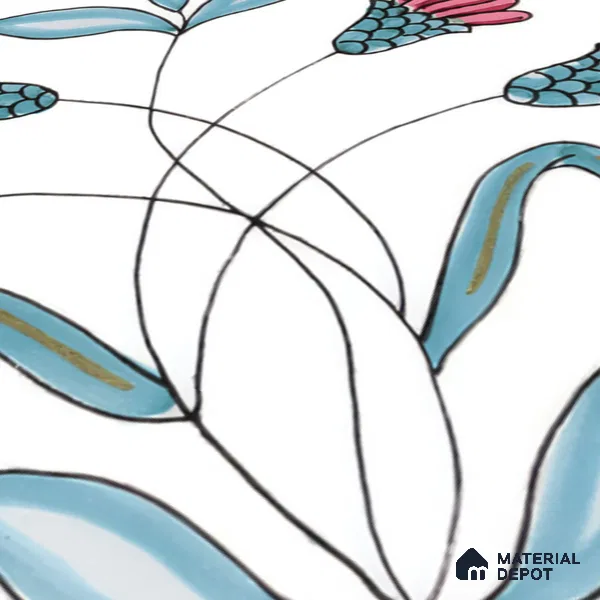 Floral Wall Tile TL 05071 Morissa Vivid Blue 1 ft x 1 ft Ceramic Matte Finish - 8 mm | Suitable for Bathroom, Kitchen & Balcony | Please Expect a Slight Variation of Pattern (Sample)