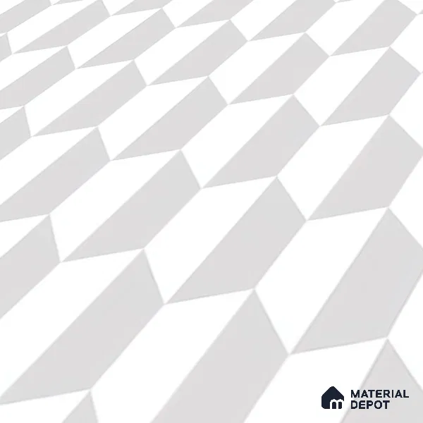 Moroccan Floor & Wall Tile TL 05063 Morissa White 3D Hexa 1 ft x 1 ft Ceramic Matte Finish - 8 mm | Suitable for Bathroom, Kitchen, Basin Area | Please Expect a Slight Variation of Pattern