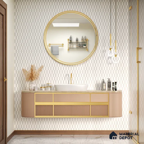 Moroccan Floor & Wall Tile TL 05063 Morissa White 3D Hexa 1 ft x 1 ft Ceramic Matte Finish - 8 mm | Suitable for Bathroom, Kitchen, Basin Area | Please Expect a Slight Variation of Pattern