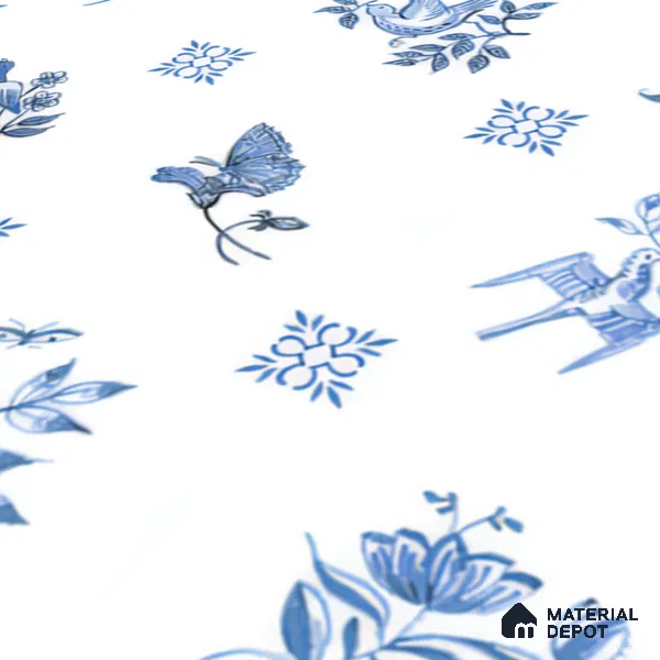 Moroccan Wall Tile TL 05067 Morissa Whitish Blue Tropical 1 ft x 1 ft Ceramic Matte Finish - 8 mm | Suitable for Bathroom, Kitchen & Balcony | Please Expect a Slight Variation of Pattern (Sample)
