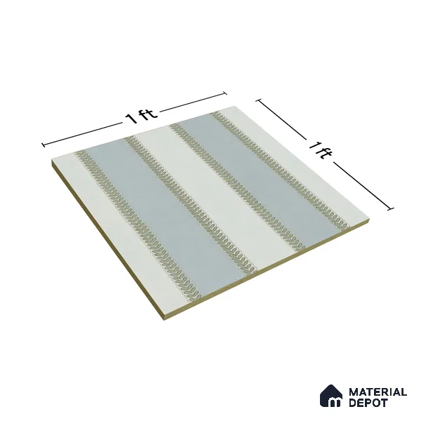 Moroccan Wall Tile TL 05070 Morissa Whitish Grey Channel 1 ft x 1 ft Ceramic Matte Finish - 8 mm | Suitable for Bathroom, Kitchen & Balcony | Please Expect a Slight Variation of Pattern (Sample)