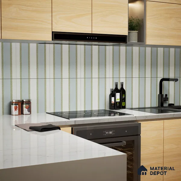 Moroccan Wall Tile TL 05070 Morissa Whitish Grey Channel 1 ft x 1 ft Ceramic Matte Finish - 8 mm | Suitable for Bathroom, Kitchen & Balcony | Please Expect a Slight Variation of Pattern (Sample)