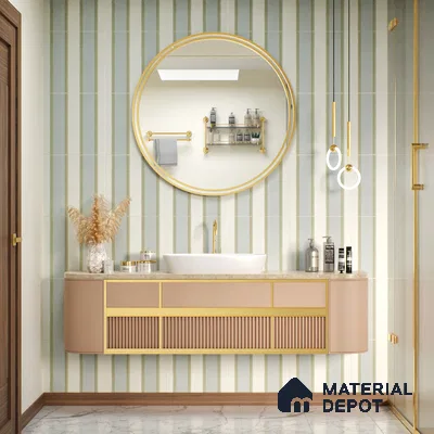 Moroccan Wall Tile TL 05070 Morissa Whitish Grey Channel 1 ft x 1 ft Ceramic Matte Finish - 8 mm | Suitable for Bathroom, Kitchen & Balcony | Please Expect a Slight Variation of Pattern (Sample)
