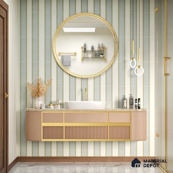 Moroccan Wall Tile TL 05070 Morissa Whitish Grey Channel 1 ft x 1 ft Ceramic Matte Finish - 8 mm | Suitable for Bathroom, Kitchen & Balcony | Please Expect a Slight Variation of Pattern (Sample)