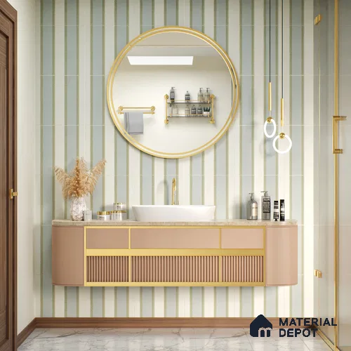 Moroccan Wall Tile TL 05070 Morissa Whitish Grey Channel 1 ft x 1 ft Ceramic Matte Finish - 8 mm | Suitable for Bathroom, Kitchen, Balcony | Please Expect a Slight Variation of Pattern