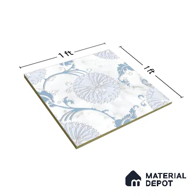 Moroccan Wall & Floor Tile TL 05068 Morissa Winter Floral 1 ft x 1 ft Ceramic Matte Finish - 8 mm | Suitable for Bathroom, Kitchen & Balcony | Please Expect a Slight Variation of Pattern (Sample)