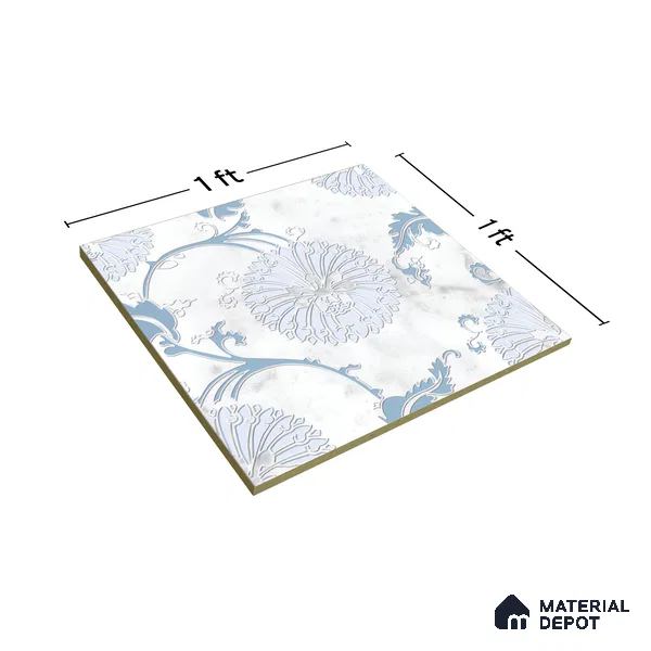 Moroccan Wall & Floor Tile TL 05068 Morissa Winter Floral 1 ft x 1 ft Ceramic Matte Finish - 8 mm | Suitable for Bathroom, Kitchen & Balcony | Please Expect a Slight Variation of Pattern (Sample)
