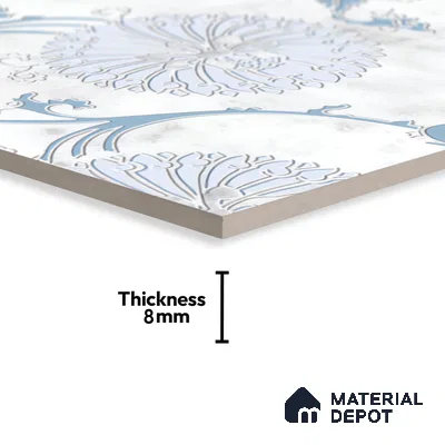 Moroccan Wall & Floor Tile TL 05068 Morissa Winter Floral 1 ft x 1 ft Ceramic Matte Finish - 8 mm | Suitable for Bathroom, Kitchen & Balcony | Please Expect a Slight Variation of Pattern (Sample)