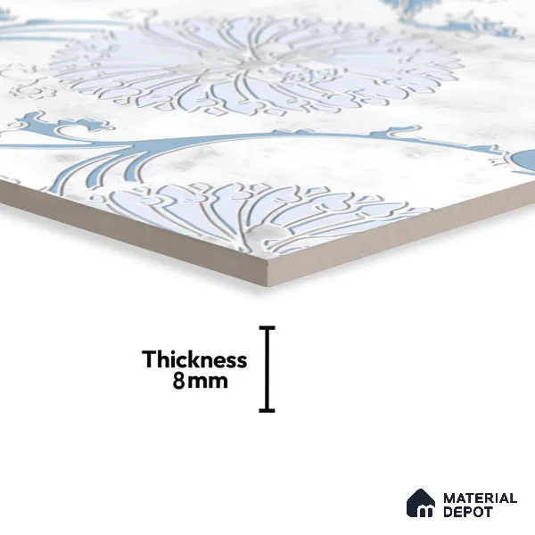 Moroccan Wall & Floor Tile TL 05068 Morissa Winter Floral 1 ft x 1 ft Ceramic Matte Finish - 8 mm | Suitable for Bathroom, Kitchen & Balcony | Please Expect a Slight Variation of Pattern (Sample)