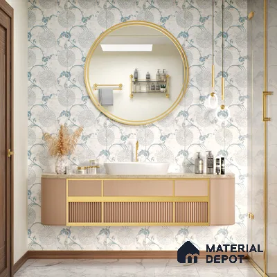 Moroccan Wall & Floor Tile TL 05068 Morissa Winter Floral 1 ft x 1 ft Ceramic Matte Finish - 8 mm | Suitable for Bathroom, Kitchen & Balcony | Please Expect a Slight Variation of Pattern (Sample)