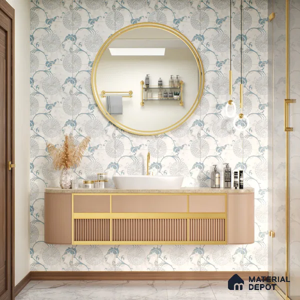 Moroccan Wall & Floor Tile TL 05068 Morissa Winter Floral 1 ft x 1 ft Ceramic Matte Finish - 8 mm | Suitable for Bathroom, Kitchen & Balcony | Please Expect a Slight Variation of Pattern (Sample)