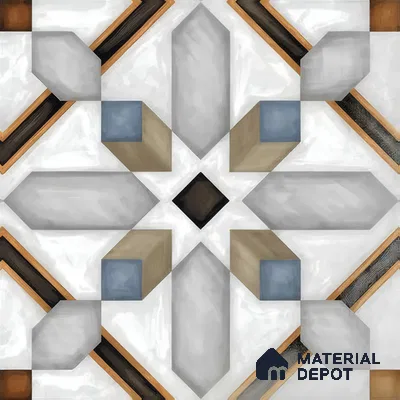 Moroccan Tile TL 04792 Zellige Grey Plus Multi Colour 1 ft x 1 ft Vitrified Matte Finish - 11 mm | Suitable for Kitchen, Bathroom, Balcony Floor & Wall | Please Expect a Slight Variation of Pattern (Sample)