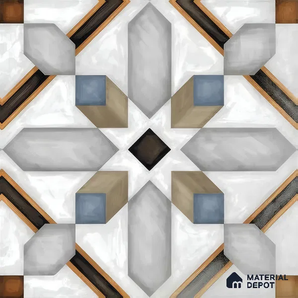 Moroccan Tile TL 04792 Zellige Grey Plus Multi Colour 1 ft x 1 ft Vitrified Matte Finish - 11 mm | Suitable for Kitchen, Bathroom, Balcony Floor & Wall | Please Expect a Slight Variation of Pattern (Sample)