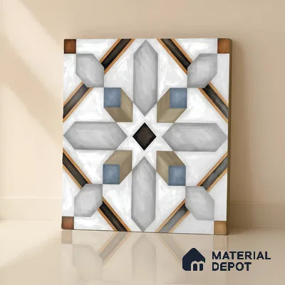 Moroccan Tile TL 04792 Zellige Grey Plus Multi Colour 1 ft x 1 ft Vitrified Matte Finish - 11 mm | Suitable for Kitchen, Bathroom, Balcony Floor & Wall | Please Expect a Slight Variation of Pattern (Sample)
