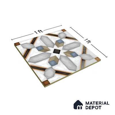 Moroccan Tile TL 04792 Zellige Grey Plus Multi Colour 1 ft x 1 ft Vitrified Matte Finish - 11 mm | Suitable for Kitchen, Bathroom, Balcony Floor & Wall | Please Expect a Slight Variation of Pattern (Sample)