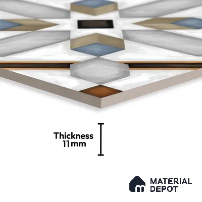 Moroccan Tile TL 04792 Zellige Grey Plus Multi Colour 1 ft x 1 ft Vitrified Matte Finish - 11 mm | Suitable for Kitchen, Bathroom, Balcony Floor & Wall | Please Expect a Slight Variation of Pattern (Sample)