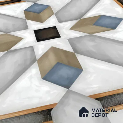 Moroccan Tile TL 04792 Zellige Grey Plus Multi Colour 1 ft x 1 ft Vitrified Matte Finish - 11 mm | Suitable for Kitchen, Bathroom, Balcony Floor & Wall | Please Expect a Slight Variation of Pattern (Sample)