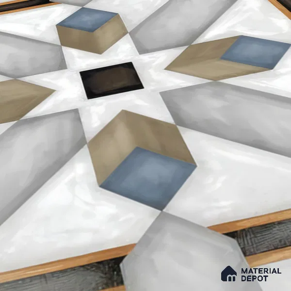 Moroccan Tile TL 04792 Zellige Grey Plus Multi Colour 1 ft x 1 ft Vitrified Matte Finish - 11 mm | Suitable for Kitchen, Bathroom, Balcony Floor & Wall | Please Expect a Slight Variation of Pattern (Sample)