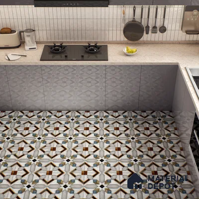 Moroccan Tile TL 04792 Zellige Grey Plus Multi Colour 1 ft x 1 ft Vitrified Matte Finish - 11 mm | Suitable for Kitchen, Bathroom, Balcony Floor & Wall | Please Expect a Slight Variation of Pattern (Sample)