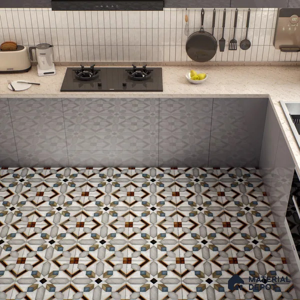 Moroccan Tile TL 04792 Zellige Grey Plus Multi Colour 1 ft x 1 ft Vitrified Matte Finish - 11 mm | Suitable for Kitchen, Bathroom, Balcony Floor & Wall | Please Expect a Slight Variation of Pattern (Sample)