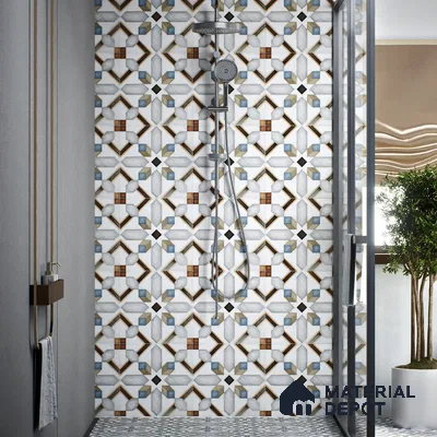 Moroccan Tile TL 04792 Zellige Grey Plus Multi Colour 1 ft x 1 ft Vitrified Matte Finish - 11 mm | Suitable for Kitchen, Bathroom, Balcony Floor & Wall | Please Expect a Slight Variation of Pattern (Sample)