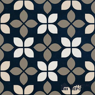 Moroccan Wall & Floor Tile TL 07698 Monochrome Blue 1 ft x 1 ft Porcelain Matte Finish - 9 mm | Suitable for Bathroom, Kitchen, Balcony | Please Expect a Slight Variation of Pattern