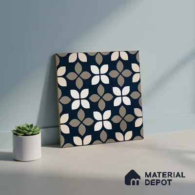 Moroccan Wall & Floor Tile TL 07698 Monochrome Blue 1 ft x 1 ft Porcelain Matte Finish - 9 mm | Suitable for Bathroom, Kitchen, Balcony | Please Expect a Slight Variation of Pattern