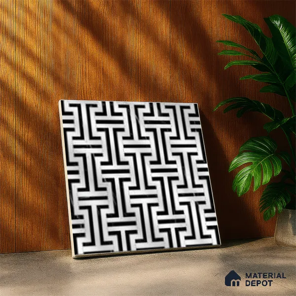 Moroccan Floor & Wall Tile TL 05969 Bauhaus Opulent Grid 1 ft x 1 ft Vitrified Matte Finish - 8 mm | Suitable for Bathroom, Kitchen,  Balcony | Please Expect a Slight Variation of Pattern