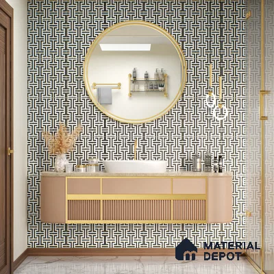 Moroccan Floor & Wall Tile TL 05969 Bauhaus Opulent Grid 1 ft x 1 ft Vitrified Matte Finish - 8 mm | Suitable for Bathroom, Kitchen,  Balcony | Please Expect a Slight Variation of Pattern