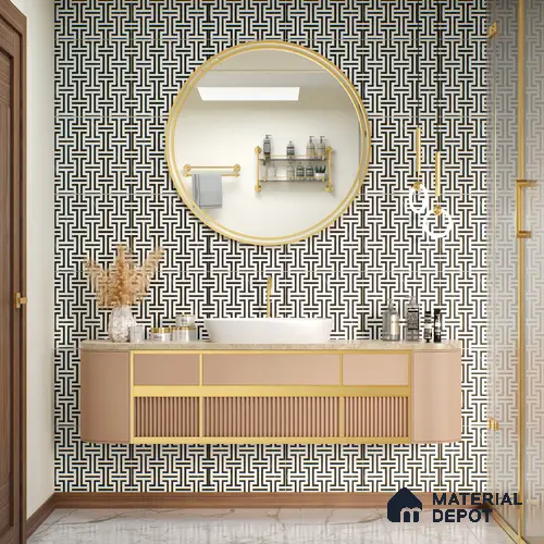 Moroccan Floor & Wall Tile TL 05969 Bauhaus Opulent Grid 1 ft x 1 ft Vitrified Matte Finish - 8 mm | Suitable for Bathroom, Kitchen, Balcony | Please Expect a Slight Variation of Pattern