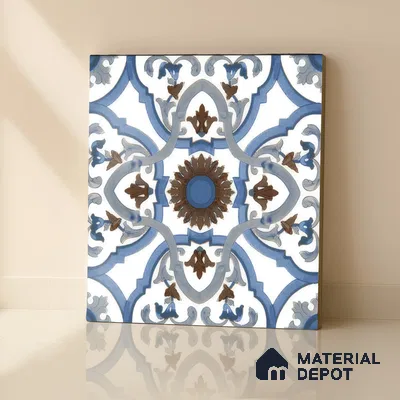 Moroccan Tile TL 04795 Zellige Ohlo Blue Multi Colour 1 ft x 1 ft Vitrified Matte Finish - 11 mm | Suitable for Kitchen, Bathroom, Balcony Floor & Wall | Please Expect a Slight Variation of Pattern (Sample)