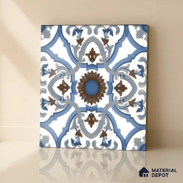 Moroccan Tile TL 04795 Zellige Ohlo Blue Multi Colour 1 ft x 1 ft Vitrified Matte Finish - 11 mm | Suitable for Kitchen, Bathroom, Balcony Floor & Wall | Please Expect a Slight Variation of Pattern (Sample)